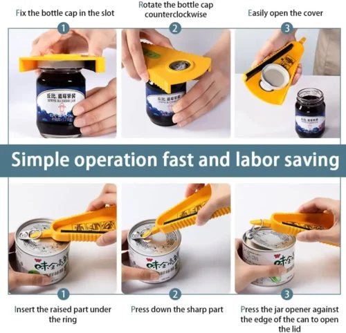 Multifunctional Can Opener for Bottles, Jars, and Beverages