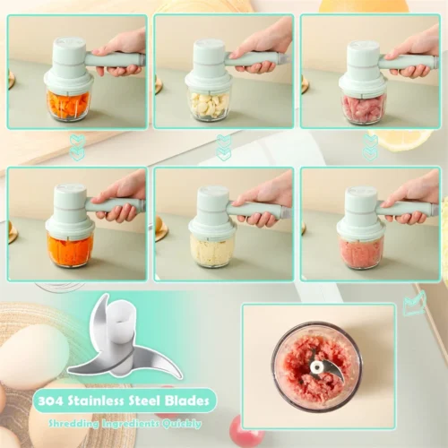 Portable Electric Food Processor Set - Multifunctional Blender, Hand Mixer, Egg Beater & Milk Frother