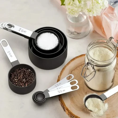 8-Piece Measuring Cups and Spoons Set with Stainless Steel Handles