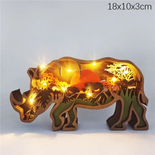 Creative Animal Wooden Table Lamp: Battery-Operated LED Night Light