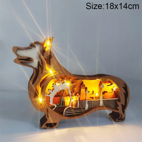 Creative Animal Wooden Table Lamp: Battery-Operated LED Night Light