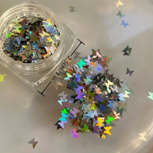 Shimmering Holographic Nail Glitter Sequins / 3D Laser-Designed Butterflies in Green, Pink, and Silver - Exquisite Nail Art Decorations for Acrylic Nails-USA Warehouse 3-7 days delivery - Image 4