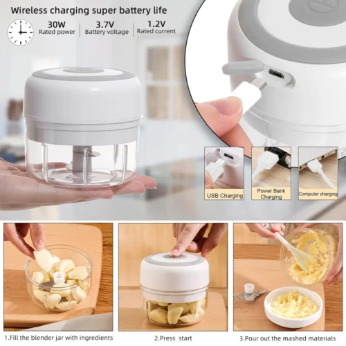 Mini Garlic Masher and Meat Grinder - Portable Vegetable Chopper for Effortless Food Prep