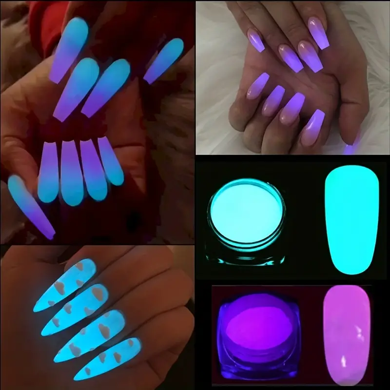 Aesthetic Purple Neon Phosphor Powder - Luminous Fluorescent Nail Glitter Dust for Glow in the Dark Nails