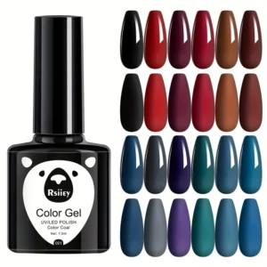 Gel Nail Polish Starter Kit: 12 Colors Including Black, Red, Purple, and Green - Soak Off, No Wipe Nail Gel Polish Set Perfect for Halloween and Christmas Nail Art DIY