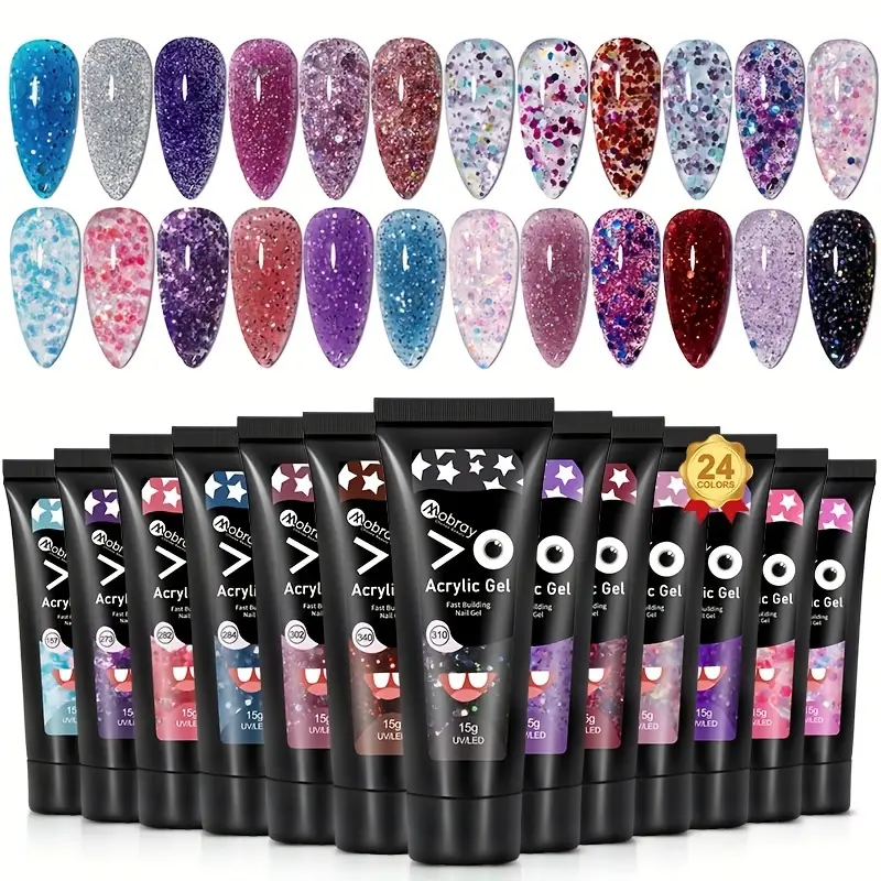 Nail Extension Gel: 15g Crystal Sequin Quick Nail Extension Gel for DIY Nail Art at Home or Salon