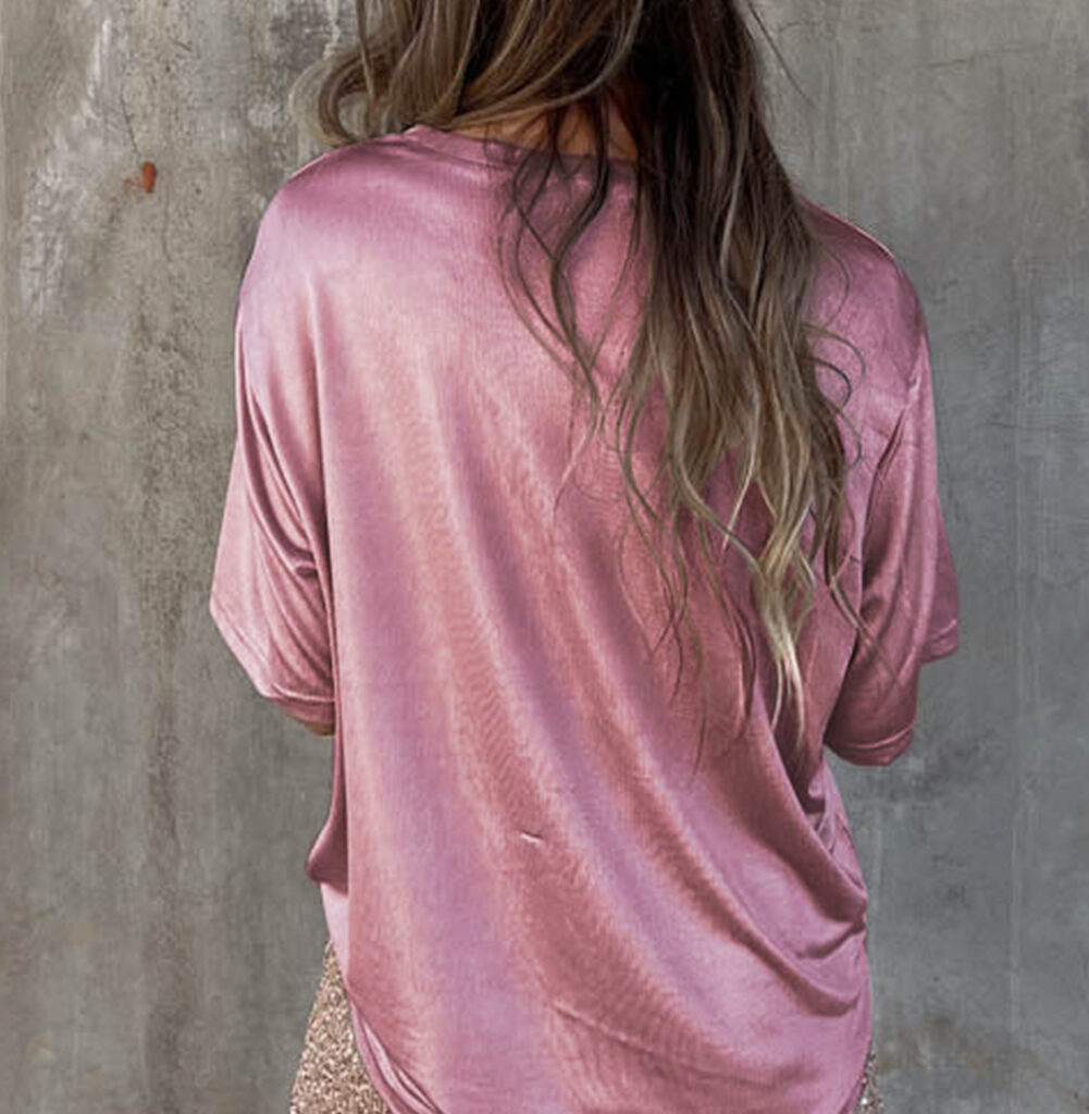 Pretty in Pink- Loose Fit T-Shirt with Convenient Chest Pocket