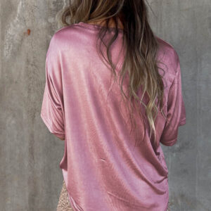 Pretty in Pink- Loose Fit T-Shirt with Convenient Chest Pocket