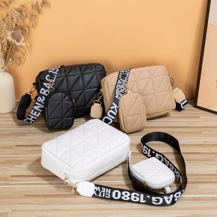 Elevate Your Style with Letter Print Wide Shoulder Strap Small Square Bag and Large Capacity Cell Phone Crossbody Bags