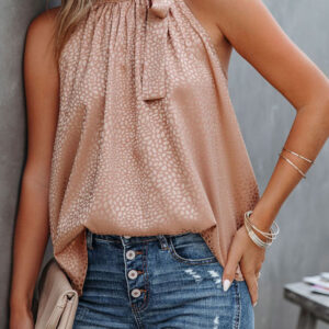 Wildly Chic Pink Leopard Tie Neck Tank