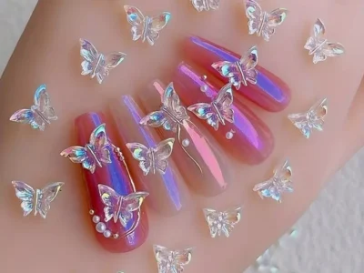 100pcs/set Aurora Butterfly Nail Accessories: 3D Butterfly-Shaped Nail Art Decorations - Charming Charms for Manicure Art Decoration, Perfect for Women and Girls