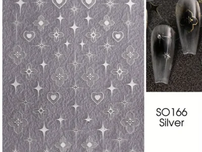 Y2K Nail Decals and Stickers: 3D Flower, Star, and Heart Designs with Filigree and Bohemian Elements - Perfect for Creative Manicures