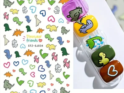 Cute Cartoon Nail Art Stickers: 3D Kawaii Dinosaur, Three-Eyed Boy, and Little Monster Nail Art Decals - Self-Adhesive Nail Decorations for Creative Nail Art DIY