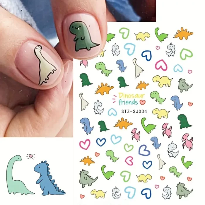 Cute Cartoon Nail Art Stickers: 3D Kawaii Dinosaur, Three-Eyed Boy, and Little Monster Nail Art Decals - Self-Adhesive Nail Decorations for Creative Nail Art DIY