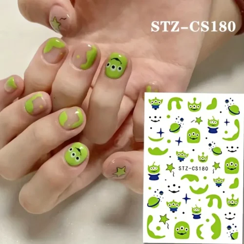 Cute Cartoon Nail Art Stickers: 3D Kawaii Dinosaur, Three-Eyed Boy, and Little Monster Nail Art Decals - Self-Adhesive Nail Decorations for Creative Nail Art DIY