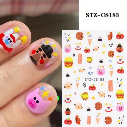 Cute Cartoon Nail Art Stickers: 3D Kawaii Dinosaur, Three-Eyed Boy, and Little Monster Nail Art Decals - Self-Adhesive Nail Decorations for Creative Nail Art DIY