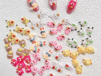 50 pcs Fun and Fashionable Cartoon Nail Decor: 3D Resin Candy Rhinestone Nail Art Accessories - Add a Playful Touch to Your Nail Charms