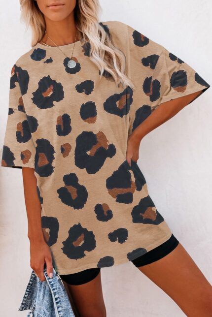 Wildly Chic Leopard Print Boyfriend Fit Loose T-Shirt