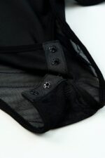 Sleek Black High Neck Sleeveless Bodysuit with Diamante Embellishments
