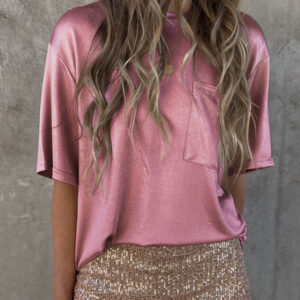 Pretty in Pink- Loose Fit T-Shirt with Convenient Chest Pocket