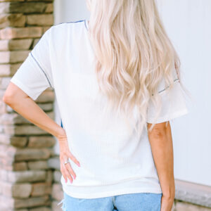 Blue Stripes and Stars Knit Short Sleeve Top - A Patriotic Delight