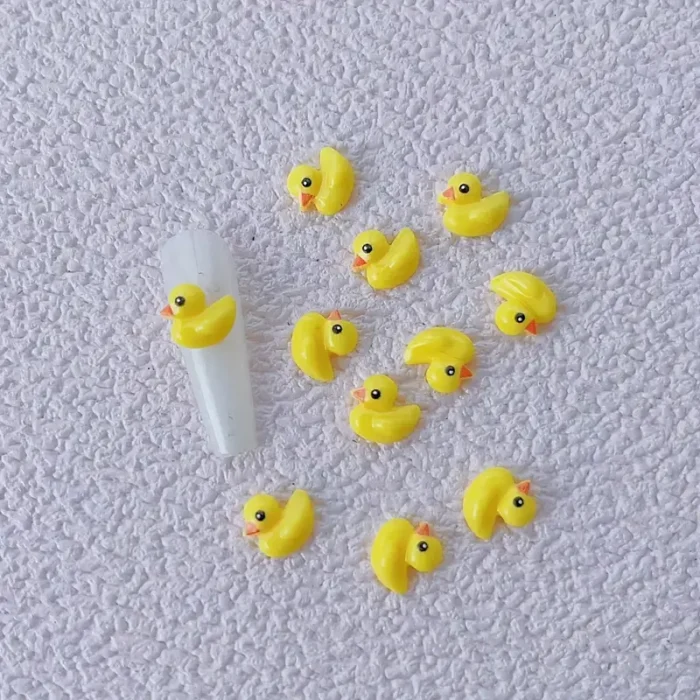 20pcs Kawaii Cartoon Nail Art Jewelry: Adorable Duck Resin Nail Art Charms - Delightful Nail Decoration Accessories for Women's DIY Nail Art