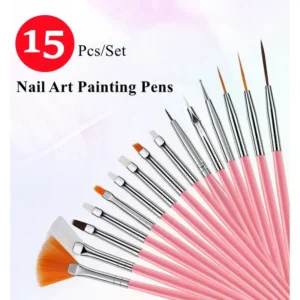 15 Pcs Nail Gel Paint Brushes: Complete Set for Nail Art Design