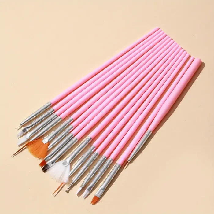 15 Pcs Nail Gel Paint Brushes: Complete Set for Nail Art Design