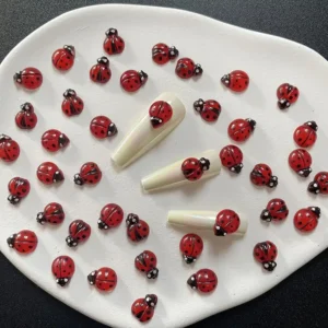 20 Pcs Little Ladybug Nail Art Resin Charms: Cute Cartoon Nail Jewelry for Charming 3D Nail Resin Decor