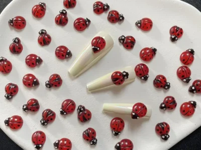20 Pcs Little Ladybug Nail Art Resin Charms: Cute Cartoon Nail Jewelry for Charming 3D Nail Resin Décor-USA Warehouse 3-7 days delivery