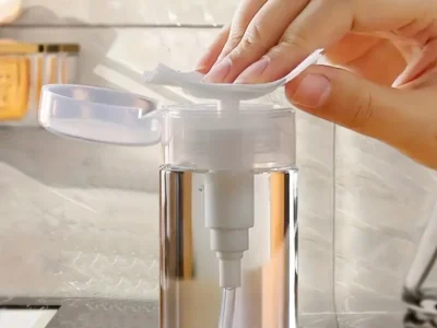 Push Down Pump Dispenser: Empty Alcohol Dispenser Bottle with One-Touch Pump for Nail Polish and Makeup Remover