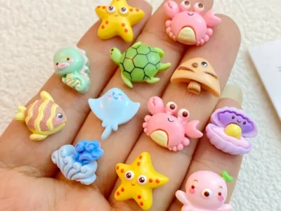 20pcs Adorable Mini Cartoon Ocean Series Nail Art Accessories: Featuring Seahorse, Octopus, Crab, Turtle, and Starfish Resin Nail Art Charms - Perfect for Jewelry Making, Manicures, Hair Accessories, and Phone Cases