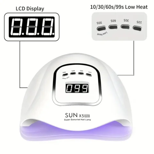 Professional UV LED Nail Lamp 120W: Gel Polish Light with 4 Timer Settings and Automatic Sensor - Top-Quality Nail Art Tool for Efficient Nail Polish Curing