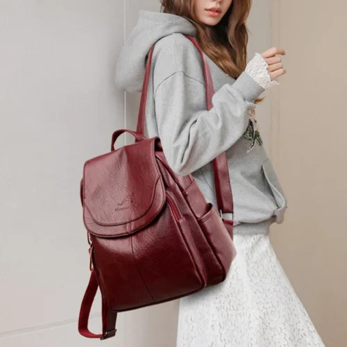 Vintage Shoulder Bags for Ladies - Soft Leather Backpacks for Casual Travel and School