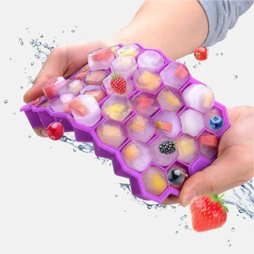37 Cavity Silicone Ice Cube Tray: Honeycomb Ice Mold with Lid for Flexible and Fun Ice Cream Making