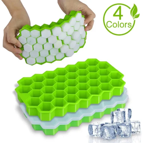 37 Cavity Silicone Ice Cube Tray: Honeycomb Ice Mold with Lid for Flexible and Fun Ice Cream Making