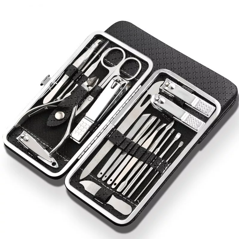 19 in 1 Stainless Steel Manicure Set: Professional Nail Clipper Kit with Pedicure Tools and Ingrown Toenail Trimmer