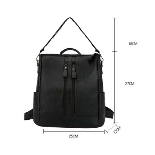 Chic PU Leather Shoulder Bag - Black Fashionable Backpack for Travel and Casual Use