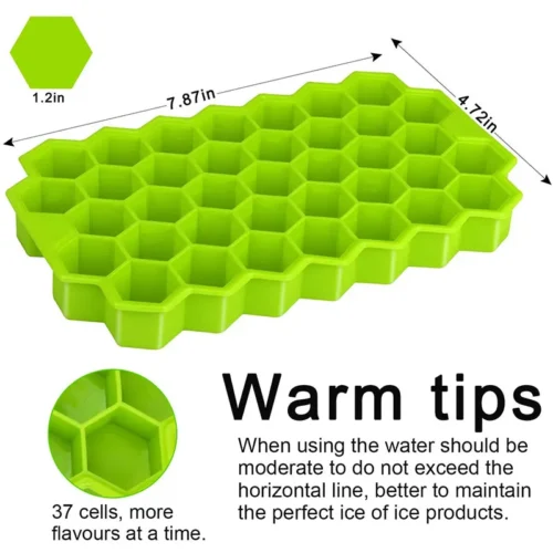 37 Cavity Silicone Ice Cube Tray: Honeycomb Ice Mold with Lid for Flexible and Fun Ice Cream Making