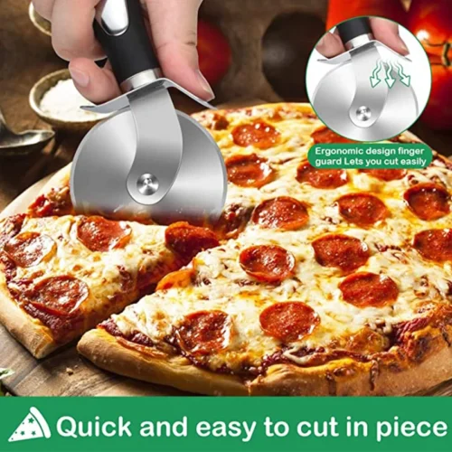 Premium Stainless Steel Kitchen Pizza Cutter Wheel - Versatile Slicing Tool for Pizza, Bread, and Desserts