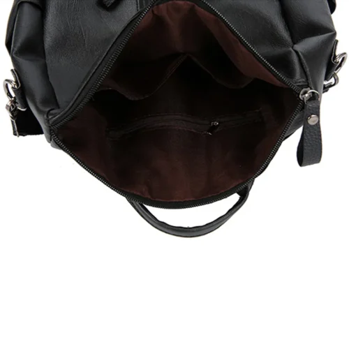 Chic PU Leather Shoulder Bag - Black Fashionable Backpack for Travel and Casual Use