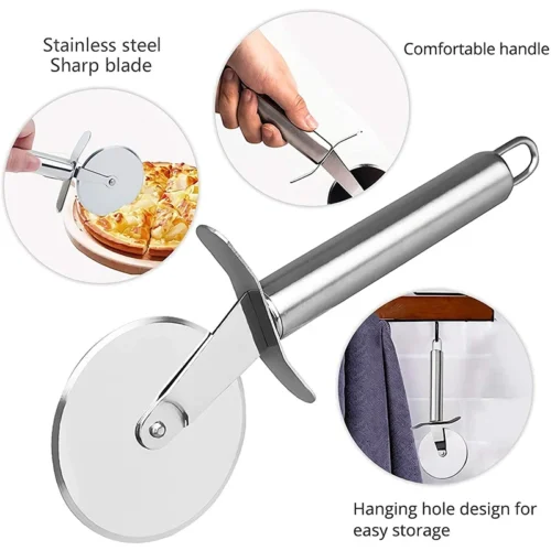 Premium Stainless Steel Kitchen Pizza Cutter Wheel - Versatile Slicing Tool for Pizza, Bread, and Desserts