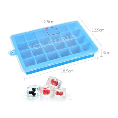 24 Ice Cube Tray - Food-Grade Silicone Ice Cube Mold with Lid for Ice Cream, Chocolate, Parties, and Drinks