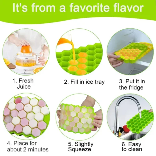 37 Cavity Silicone Ice Cube Tray: Honeycomb Ice Mold with Lid for Flexible and Fun Ice Cream Making