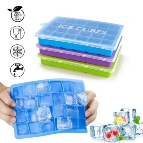 24 Ice Cube Tray - Food-Grade Silicone Ice Cube Mold with Lid for Ice Cream, Chocolate, Parties, and Drinks