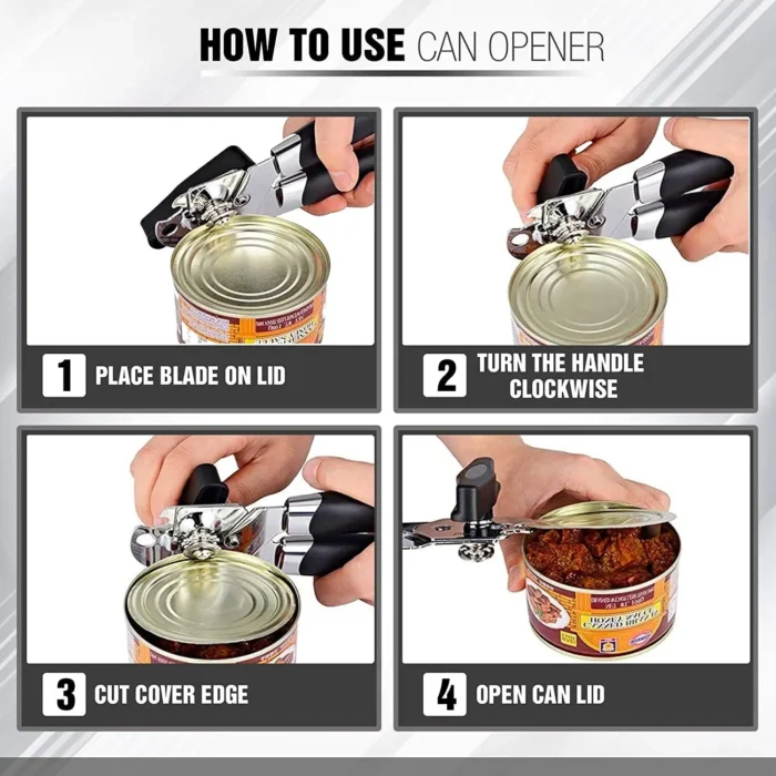 Top-Notch Stainless Steel Tin Opener – Expertly Crafted Manual Can Opener with Lateral Cutting