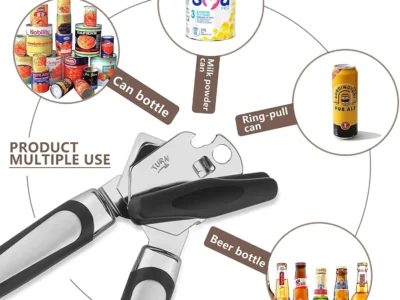 Premium Stainless Steel Tin Opener - Ergonomic Manual Can Opener for Safe and Easy Cutting