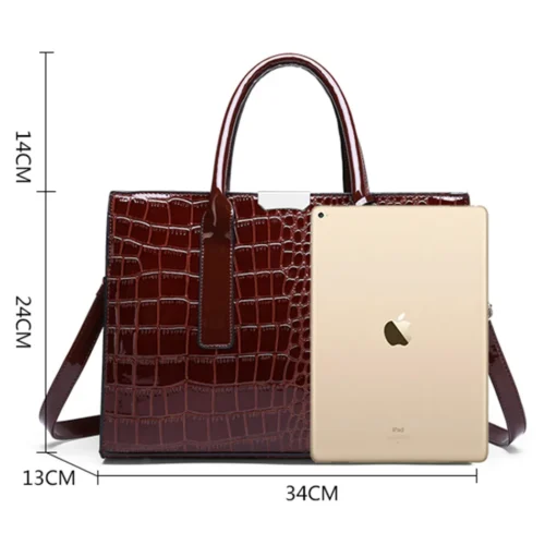 Vintage Crocodile Pattern Luxury Handbag - Stylish and Spacious Tote Bag for Casual and Designer Fashion