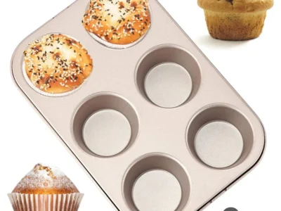 6 Cup Nonstick Muffin Pan - Durable Carbon Steel Baking Tray