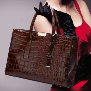 Vintage Crocodile Pattern Luxury Handbag - Stylish and Spacious Tote Bag for Casual and Designer Fashion